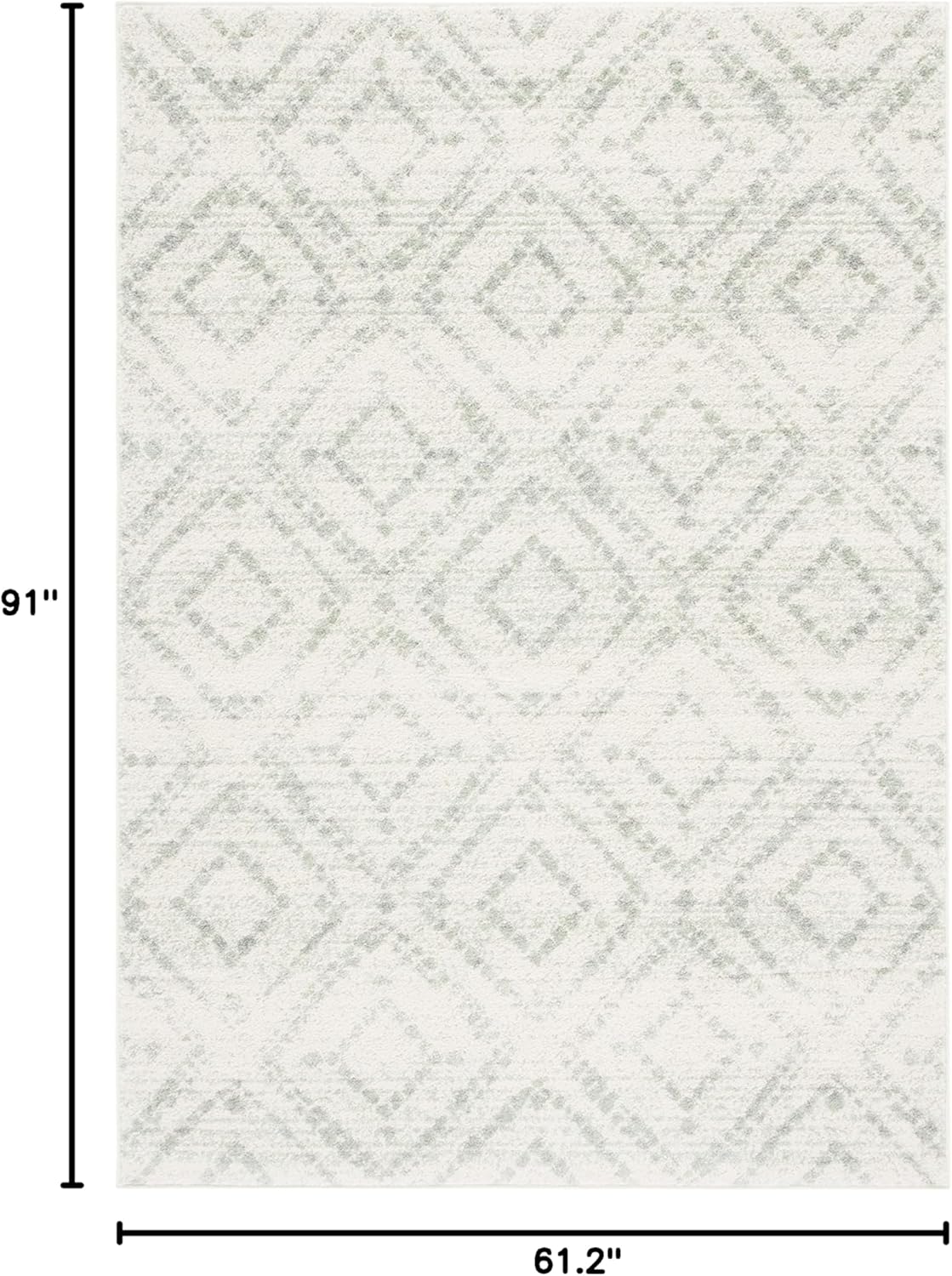 SAFAVIEH Adirondack Collection Area Rug - 5'1" x 7'6", Ivory & Green, Modern Diamond Distressed Design, Non-Shedding & Easy Care, Ideal for High Traffic Areas in Living Room, Bedroom (ADR131X)