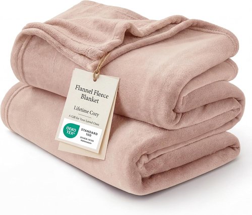 Bedsure GentleSoft Fleece Blanket - Soft, Lightweight Plush Queen Size in Dusty Pink, 90x90 Inches