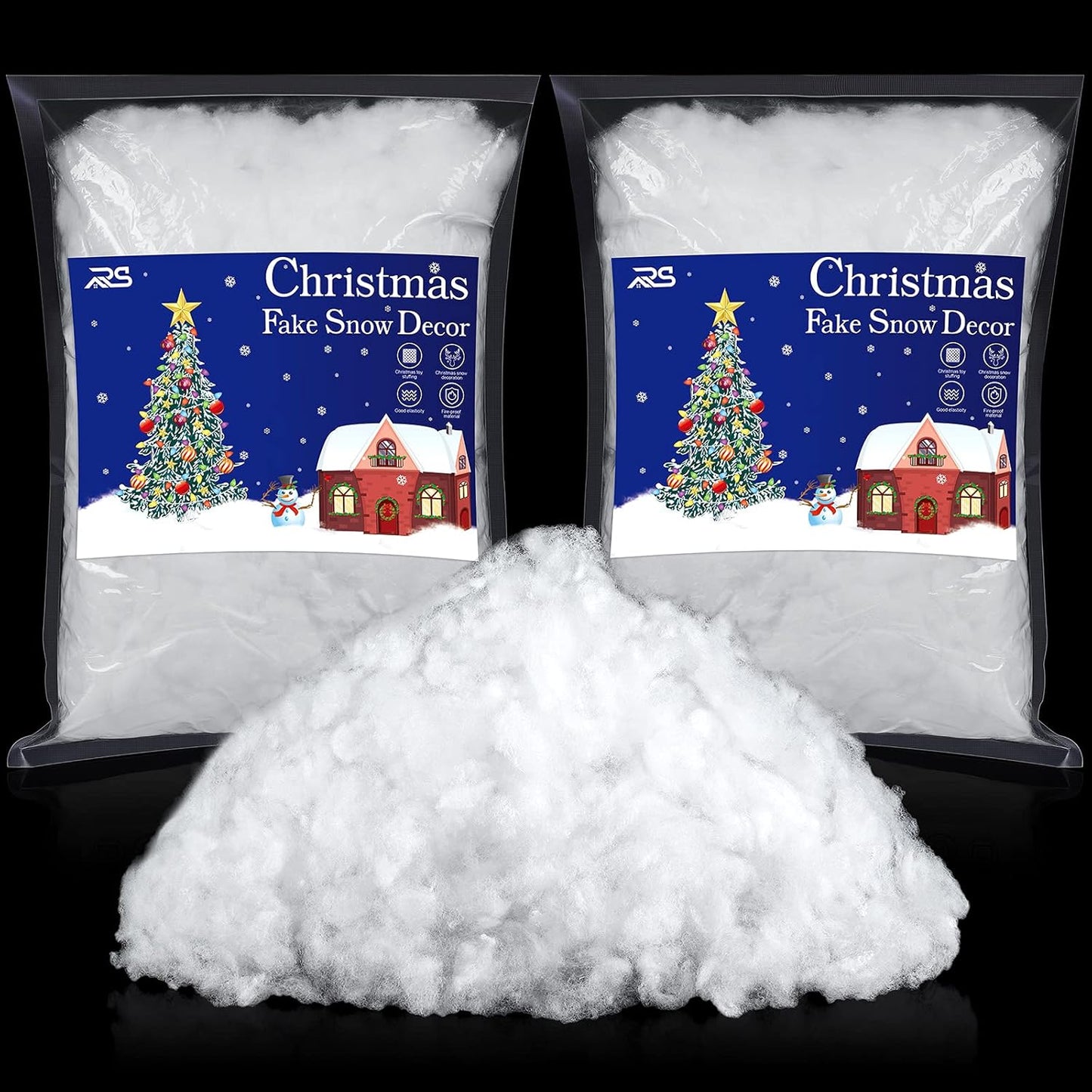 Ruisita Christmas Fake Snow - Fluffy Artificial Snow Fiber for Holiday Displays | 17.6 Ounces