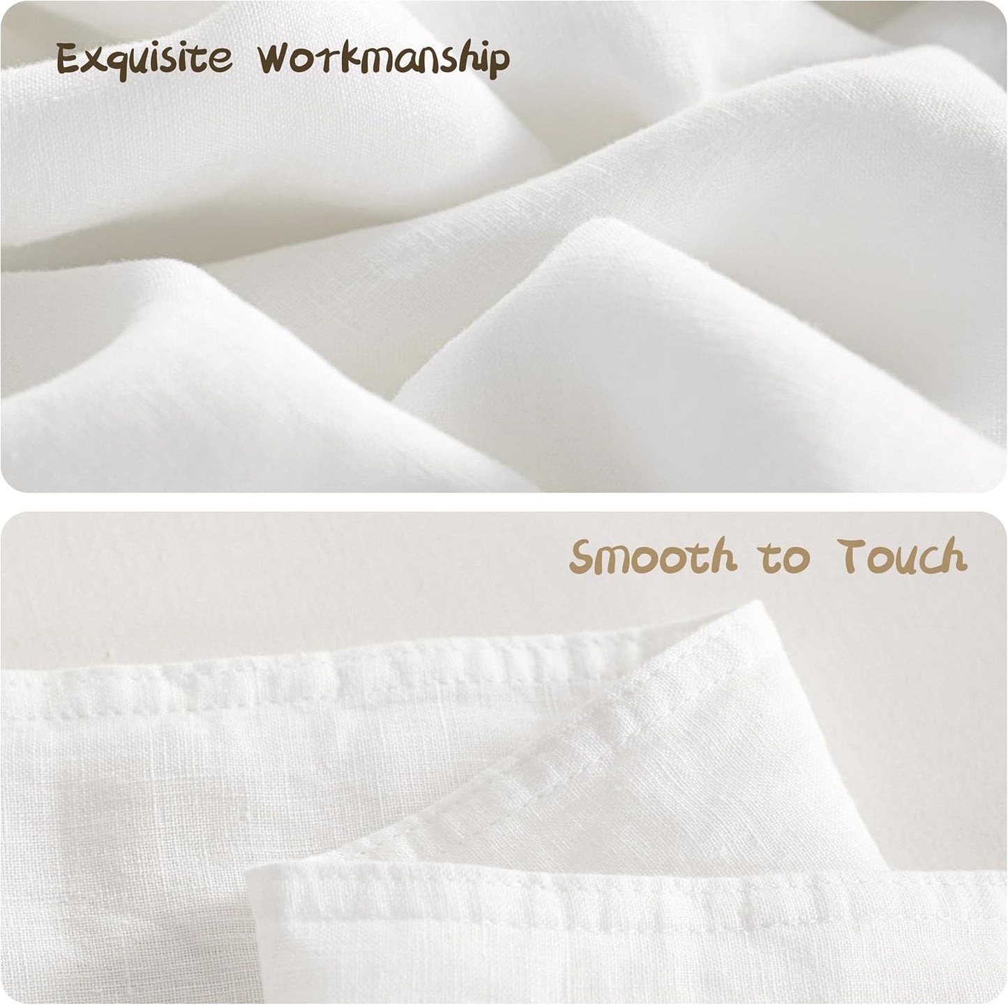 NTBAY French Linen Pillow Cases - 100% Breathable Linen Standard Pillowcases, 20x26 Inches | 2 Pack, White