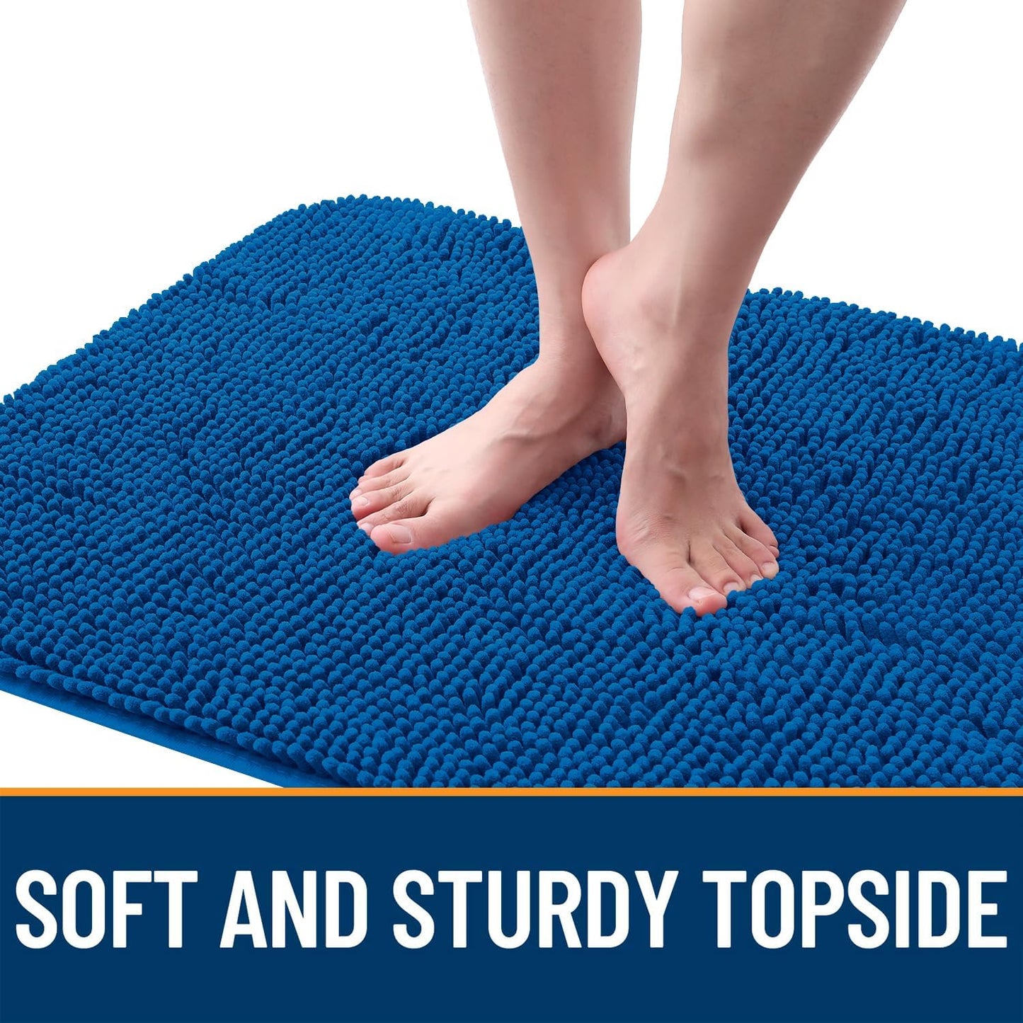 OLANLY Dog Door Mat - Absorbent Non-Slip Mud Mat for Indoor Use | Quick Dry Chenille, 54x24, Deep Navy Blue