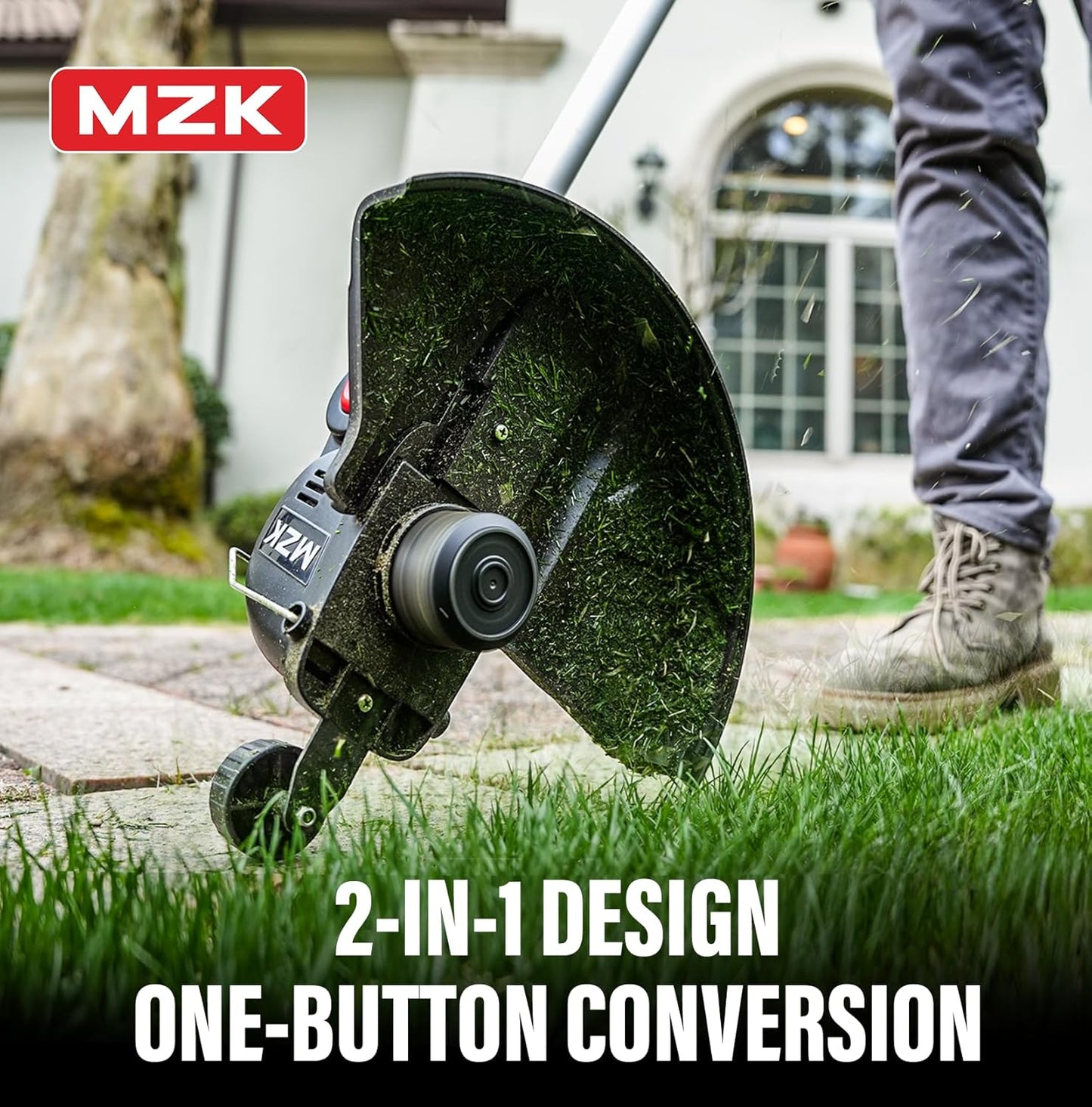 MZK 20V Cordless String Trimmer - 12'' Grass Edger with 8 Replacement Spools & Batteries Included