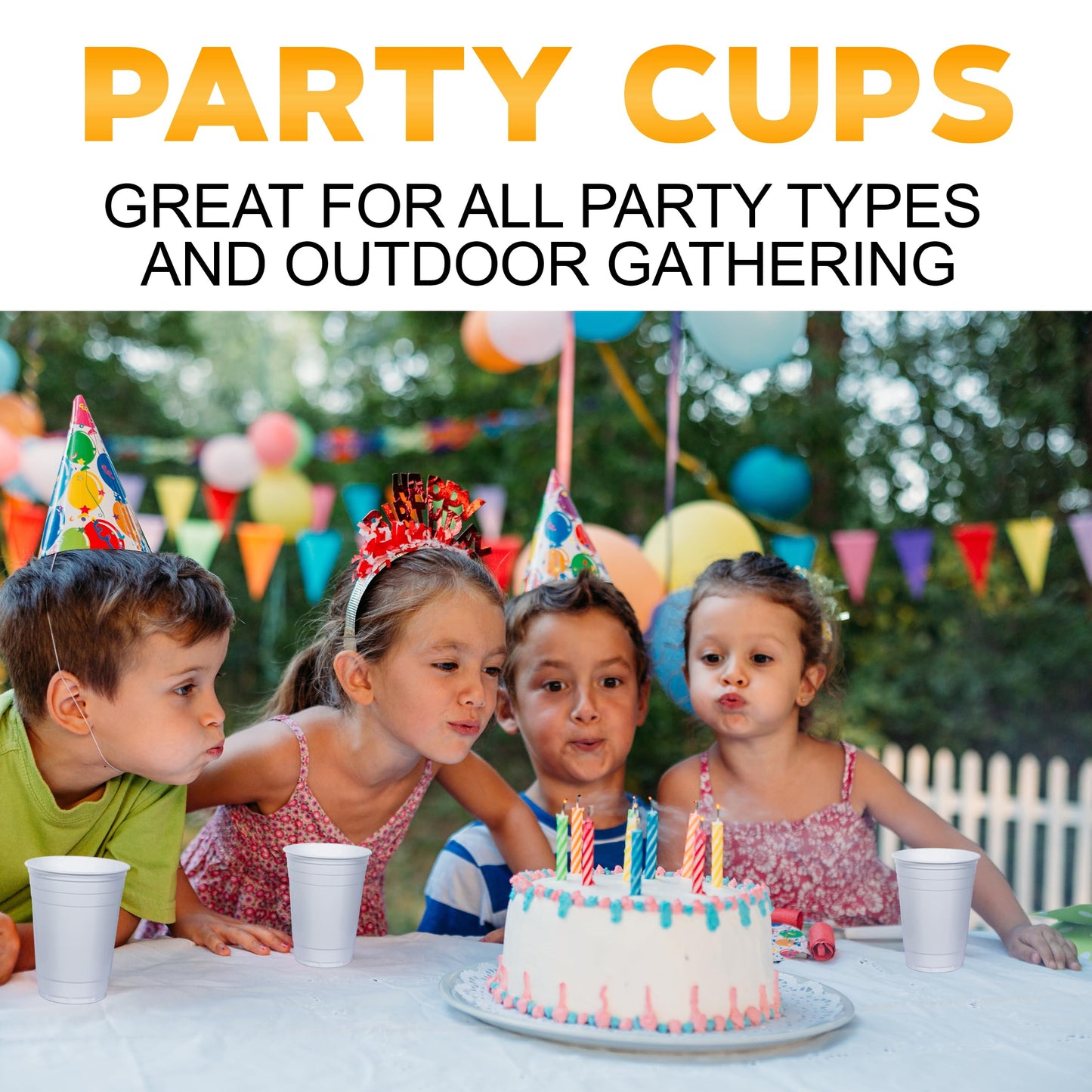 PAMI White Plastic Party Cups [Pack of 50] - 16oz Disposable Drinking Glasses- For Iced Tea, Smoothies, Punch, Beer, Cocktails - Beerpong Cups