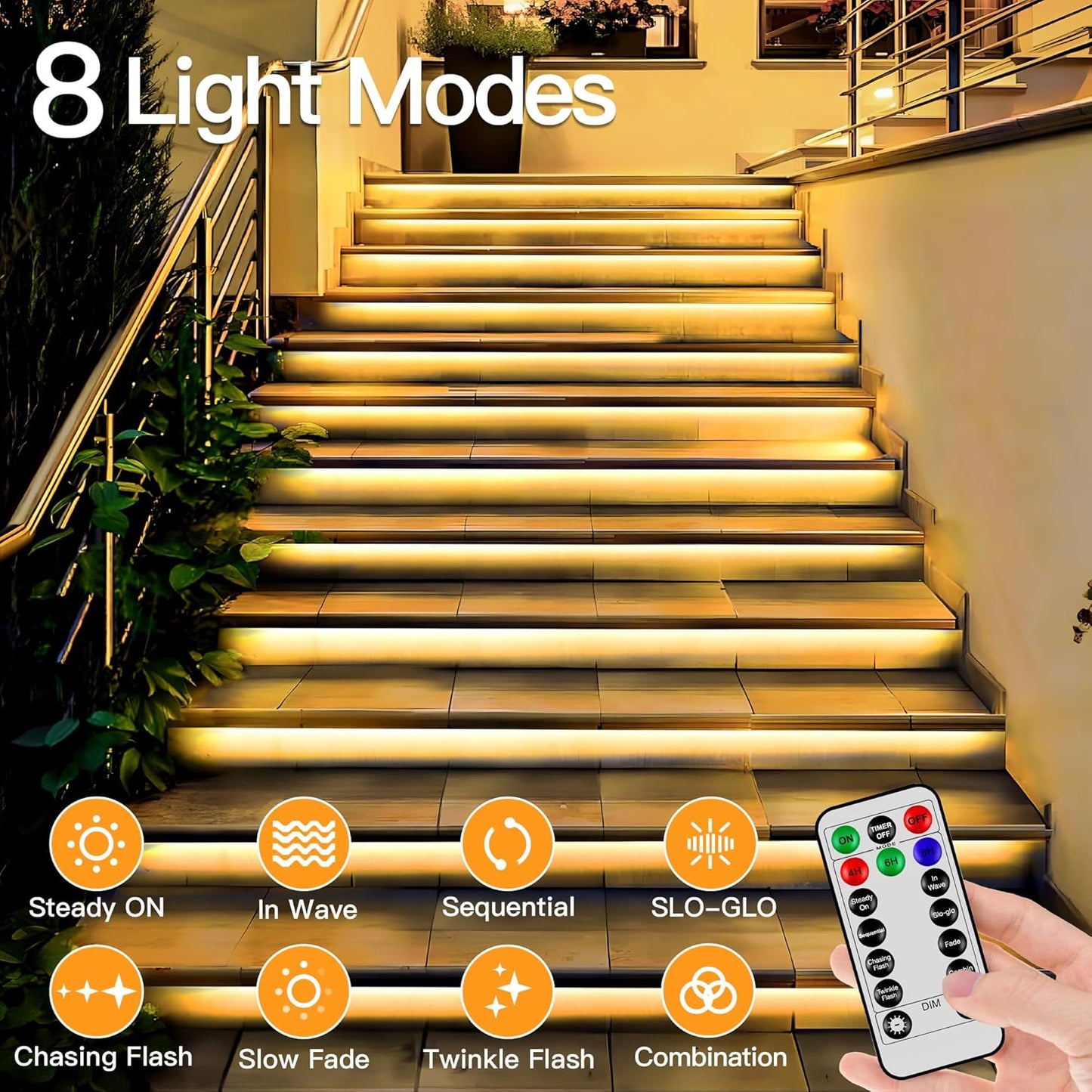 Skiennix 50ft LED Rope Lights - Waterproof 300 LED with Remote & Timer | Indoor/Outdoor Use, Warm White