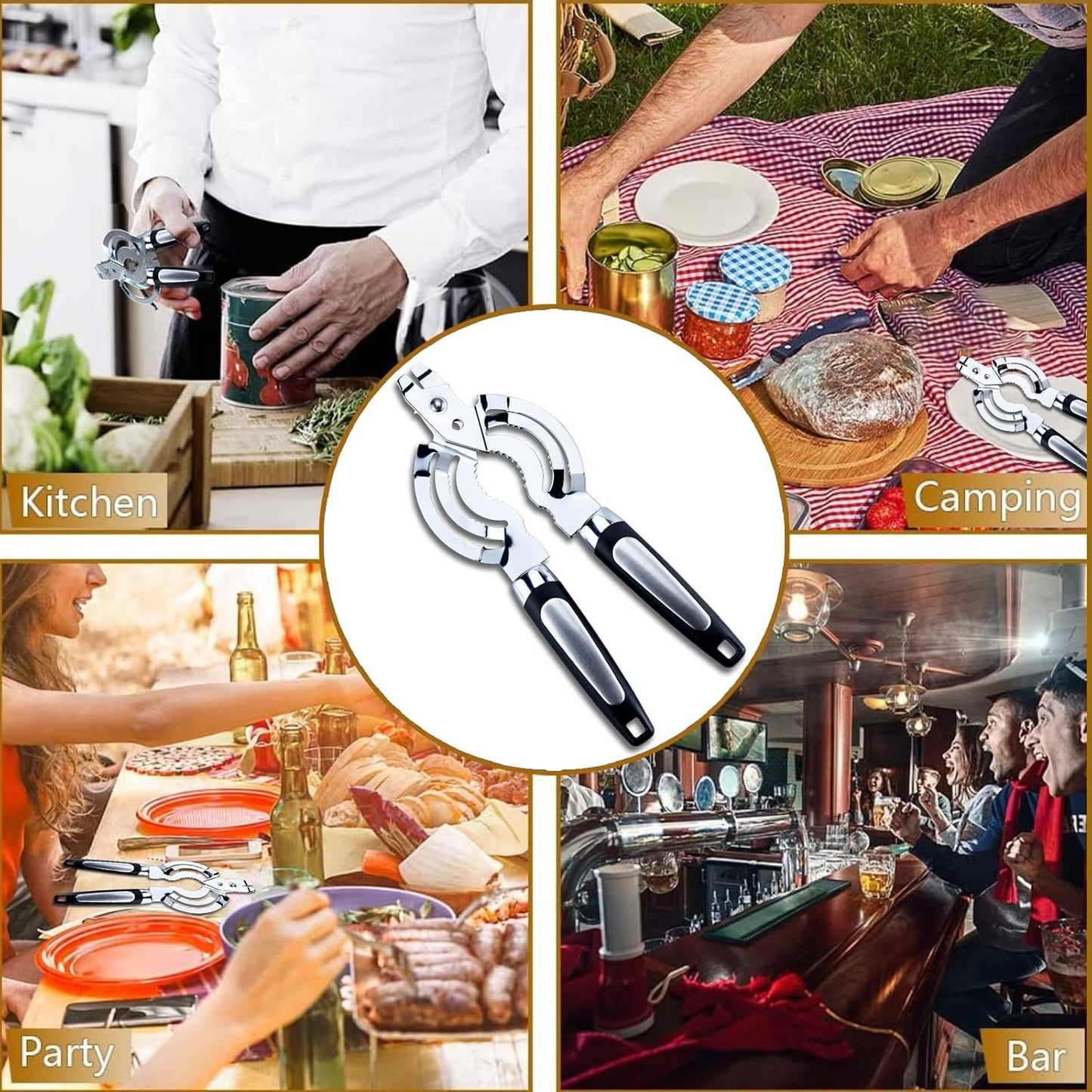 Skiennix Multi Jar Opener - Stainless Steel Tool for Weak Hands & Seniors | Easy Grip Design
