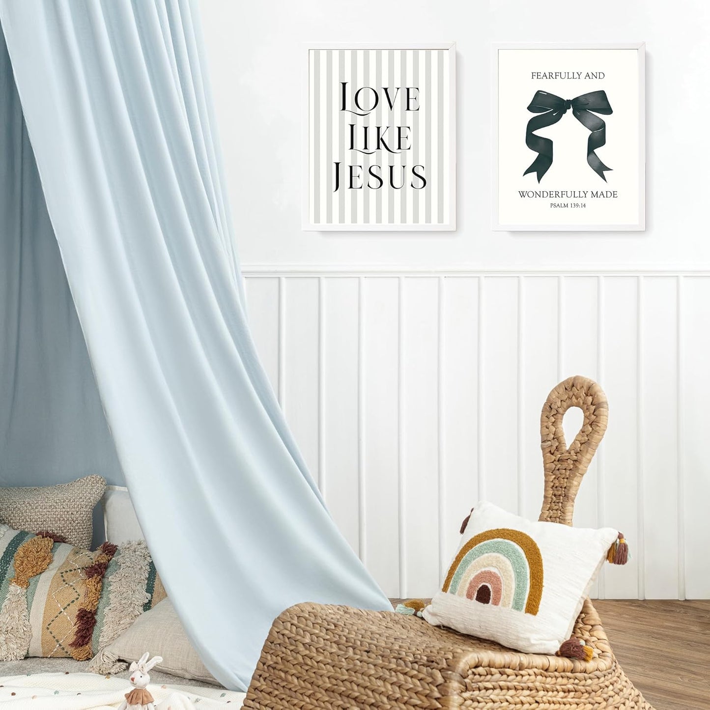 LARTSFRO Coquette Black Bow Wall Art Decor - Inspirational Bible Verses | Set of 4 Unframed 10x8 Inch Pictures