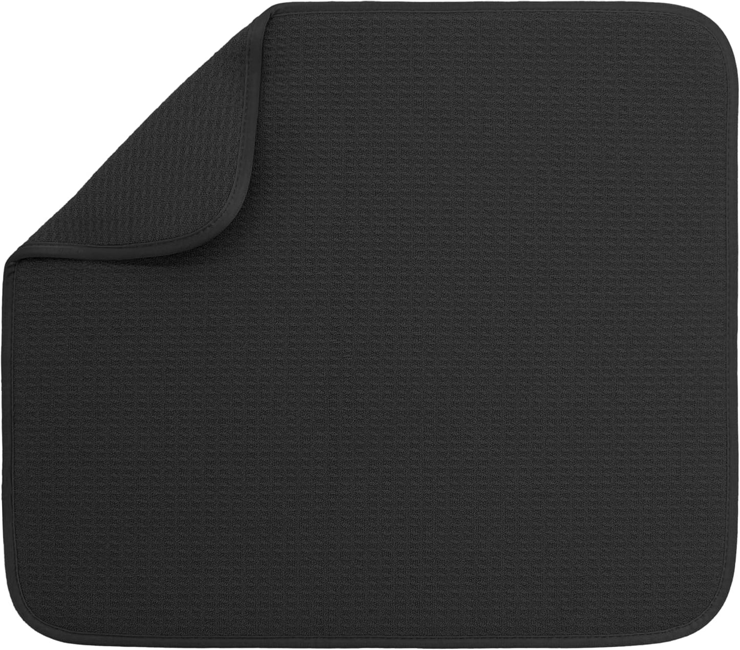 S&T INC. Dish Drying Mat - Absorbent Microfiber Kitchen Counter Pad | 16” x 18”, Large, Black