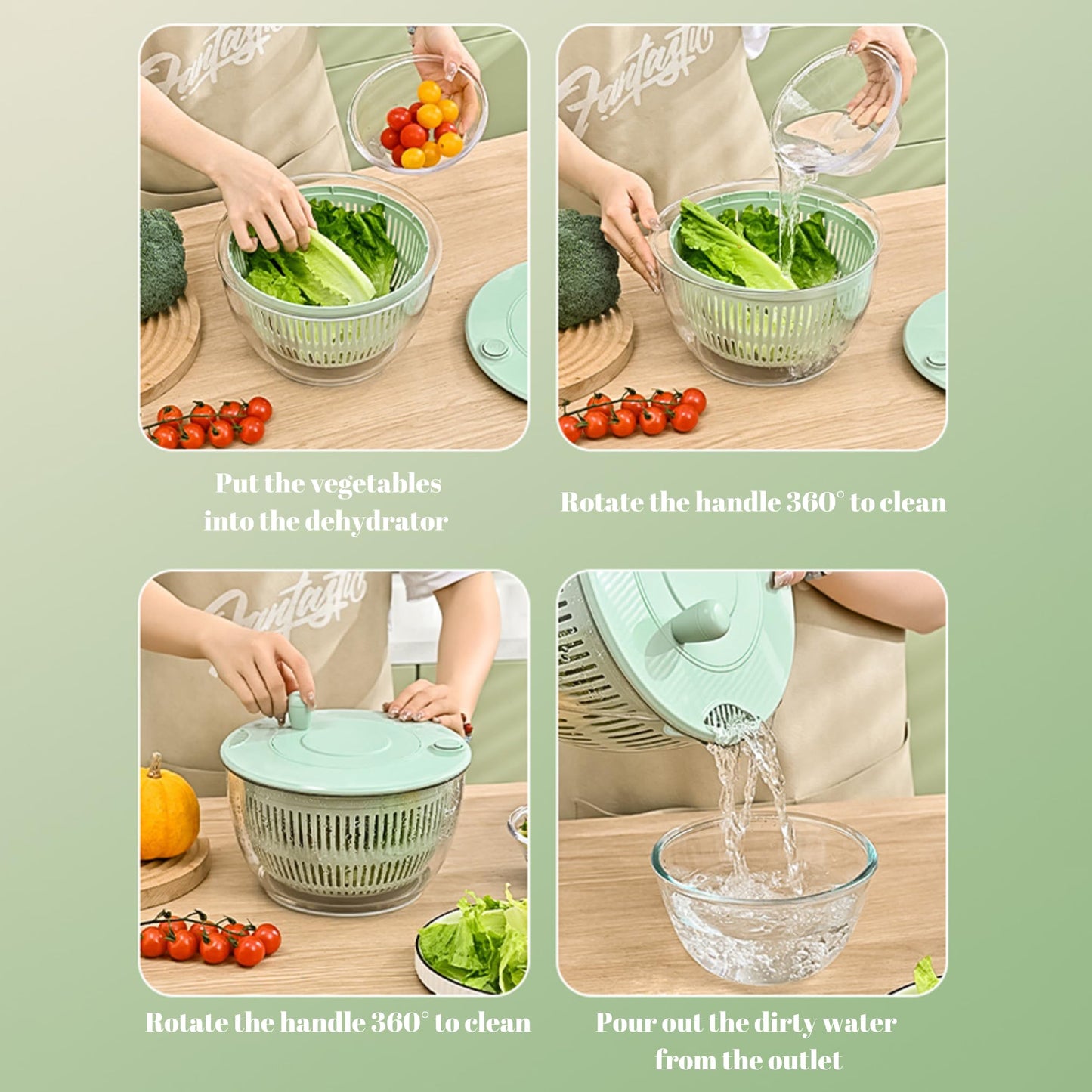 Multi-Use Large Salad Spinner,Mandoline Vegetable Fruits Wash Bowl with 5 Blade Slicer with Dicer,Pasta Fries Spin Dryer,Egg Yolk66
