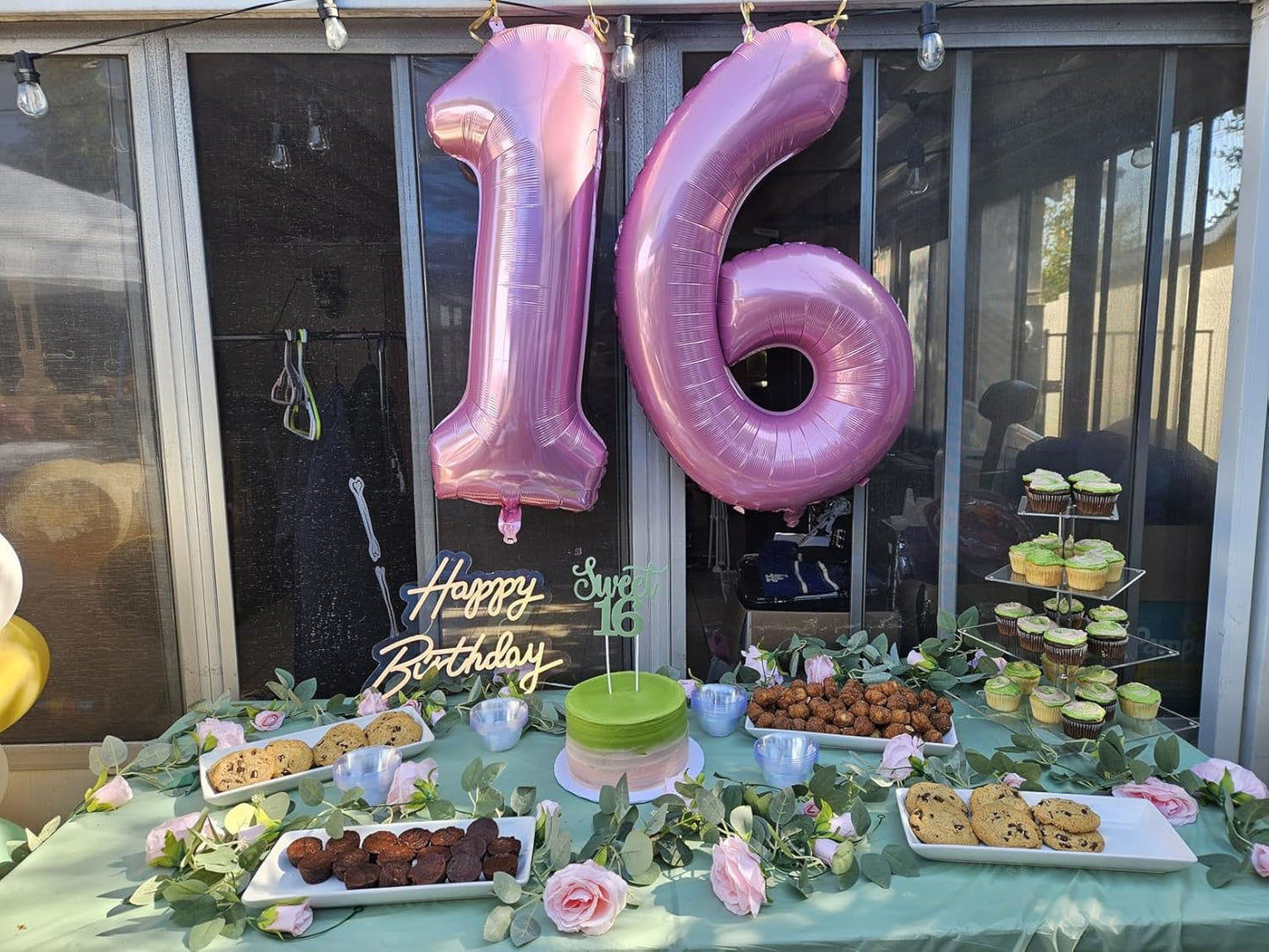 Skiennix 40-Inch Balloon Numbers - Big Pink 5th Birthday Decorations & Wedding Photo Shoot Decor