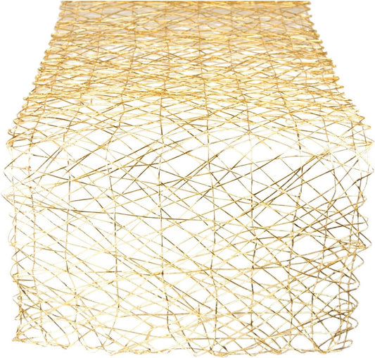 Gold Woven Paper Table Runner - 14x72 for Holiday & Event Décor | DII