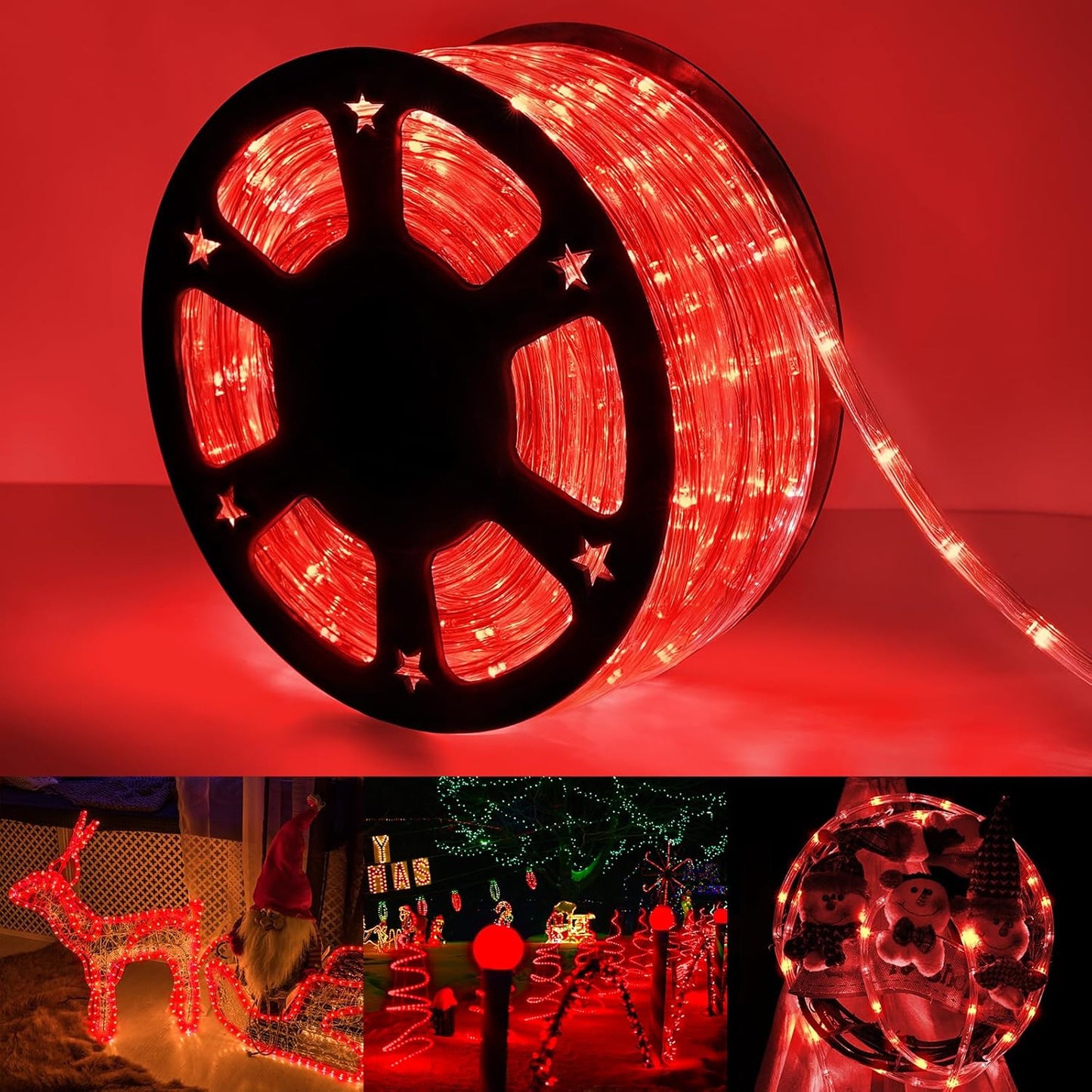 Skiennix 150ft LED Rope Lights - Waterproof, Connectable & Flexible Tube Lights for Indoor/Outdoor Decor (Red)