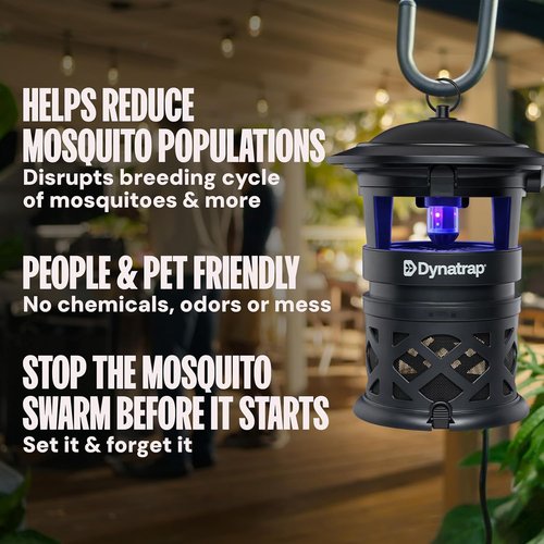 Dynatrap DT2030SR Outdoor Fly Trap - Effective Mosquito & Insect Killer for 1 Acre - Black Design