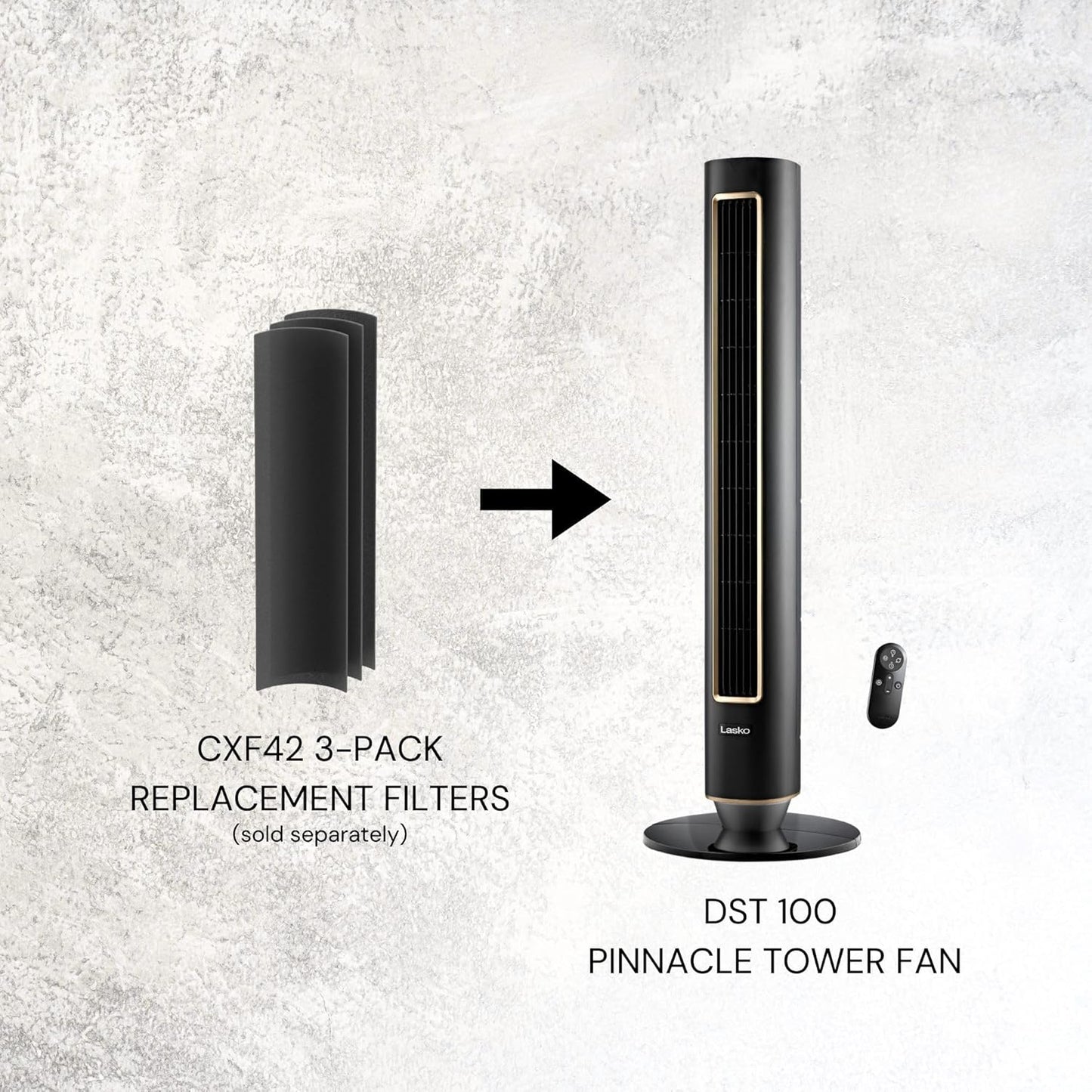 Lasko Pinnacle 40” Tower Fan - Quiet 24dB Operation, 90° Oscillation, 24-Hour Timer, Remote Control