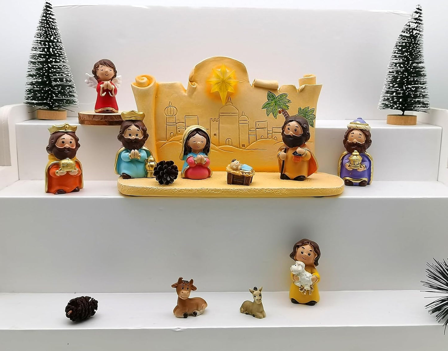 Miniature Holy Family Nativity Figurine - 2.56 Inch Tabletop Christmas Decoration