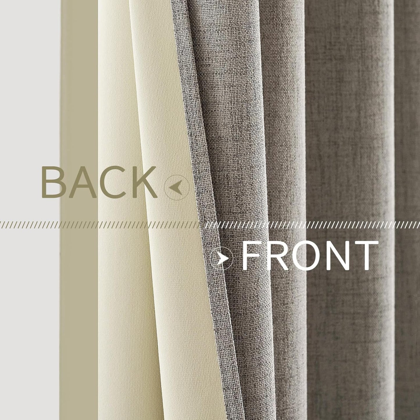 MIULEE Blackout Linen Curtains - 100% Thermal Insulated Greige Drapes for Bedroom | 52x54 Inch (2 Panels)
