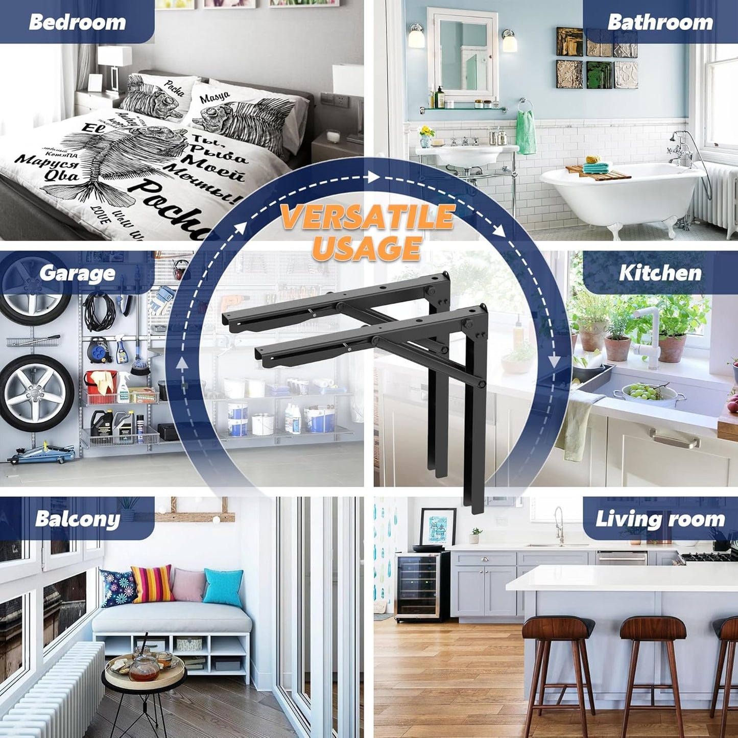 Ultrawall Heavy-Duty Folding Shelf Brackets - 18 Inch Sturdy Design | Max Load 550lbs, 2 Pack