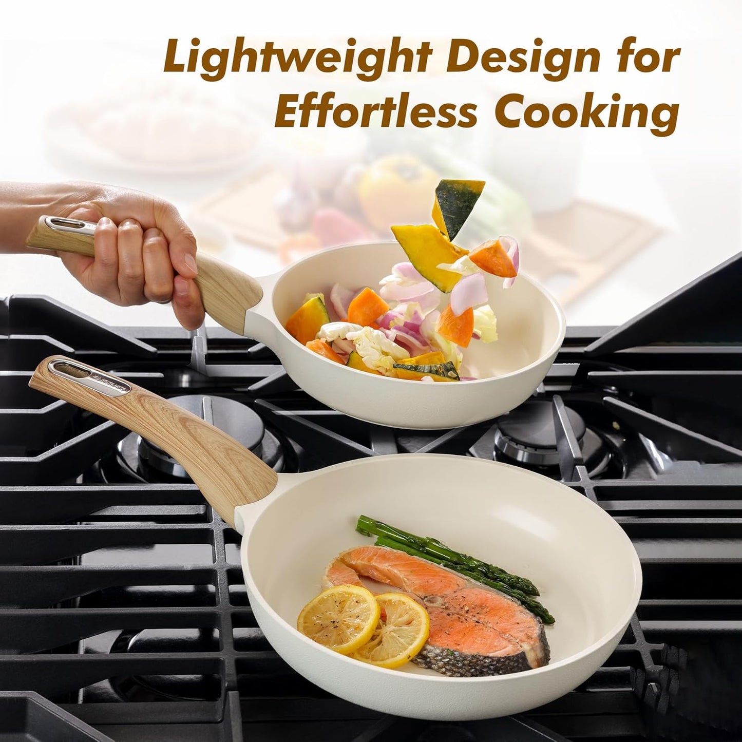 SENSARTE Ceramic Nonstick Frying Pan - Non-Toxic Omelet Skillet | 8/9.5/11/12.5 Inch, Induction Compatible, White