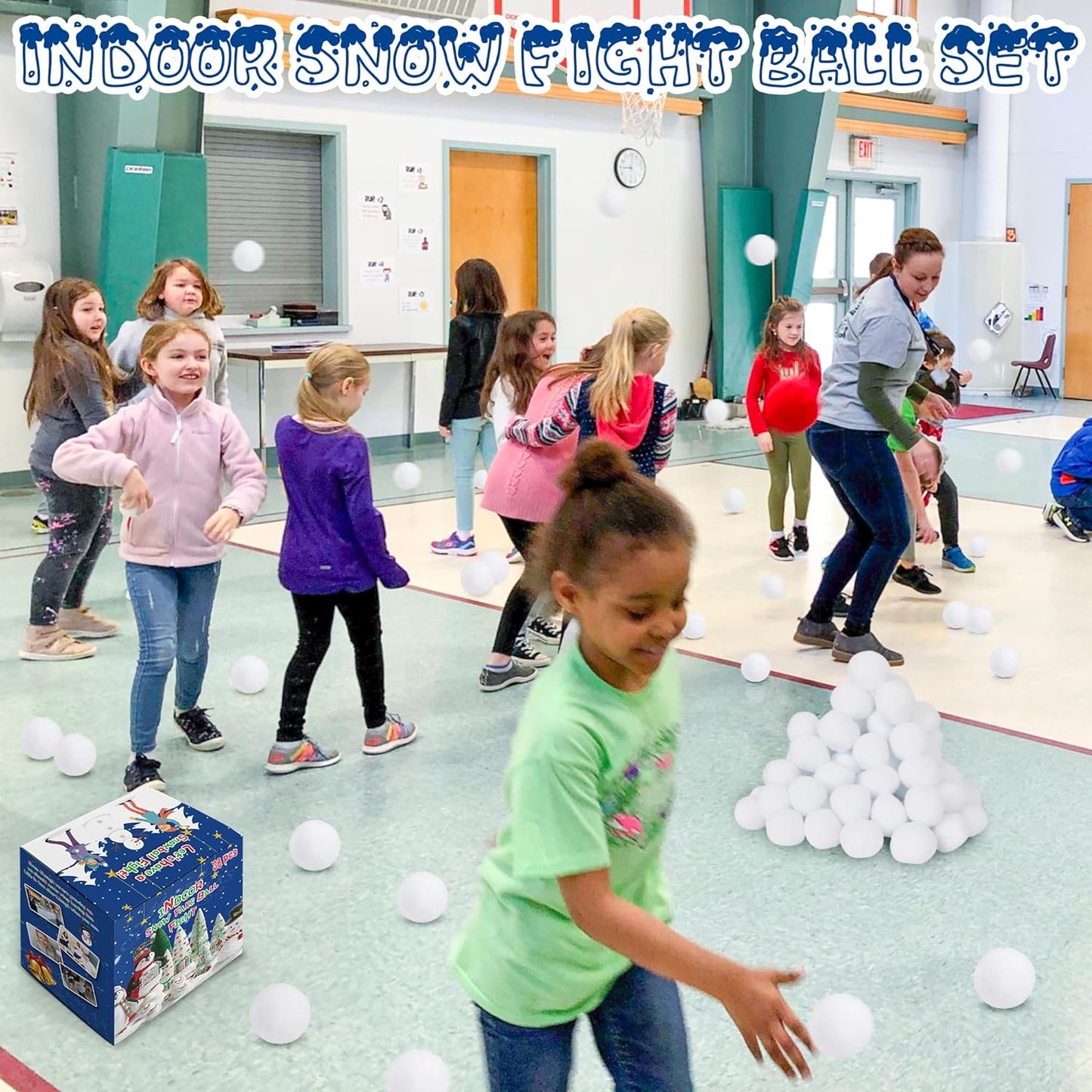 Skiennix 36 PCS Plush Snow Balls - Soft Indoor Snow Ball Fight Set for Kids | Perfect Christmas Gift