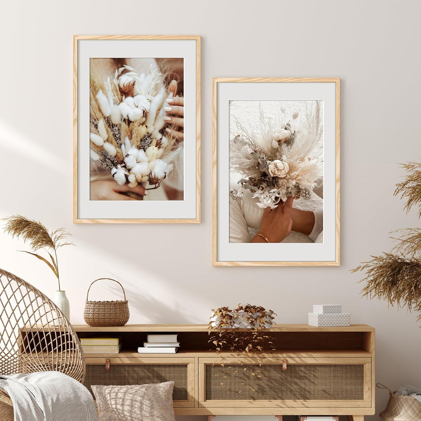 Upsimples 20x30 Poster Frame - Display 16x24 Pictures with Mat or 20x30 Without Mat, Natural Finish
