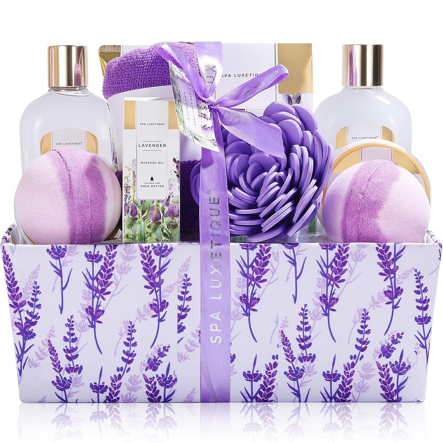 Spa Luxetique Gift Baskets for Women Lavender Spa Gifts for Women 12 Pcs Birthday Gifts for Women Gift Set for Her Mothers Day Gift for Mom