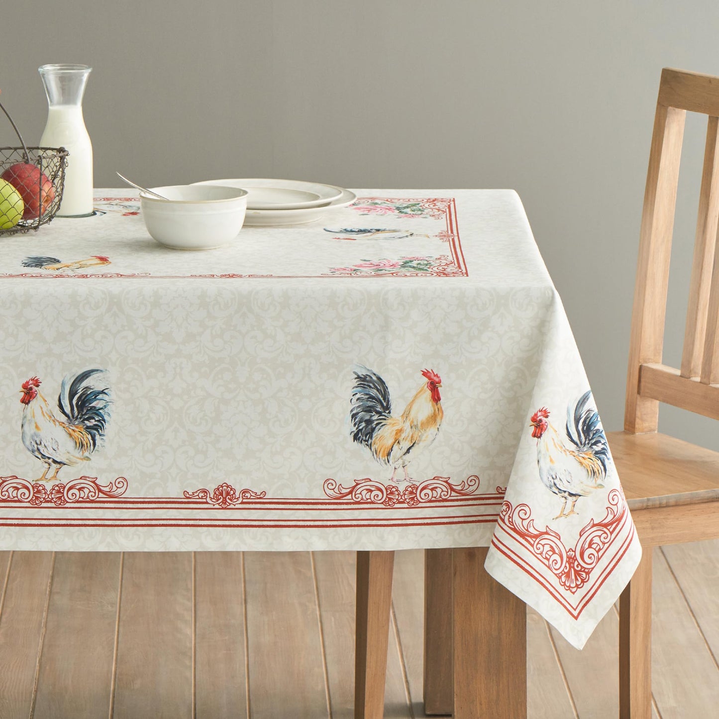 Maison d' Hermine Table Cloth Rectangle Table 100% Cotton 60 x 90 Inches Tablecloth Reusable Decorative Everyday Use for Dining Room, Farmhouse, Home, Party, Festive & Wedding Spring Summer - Campagne