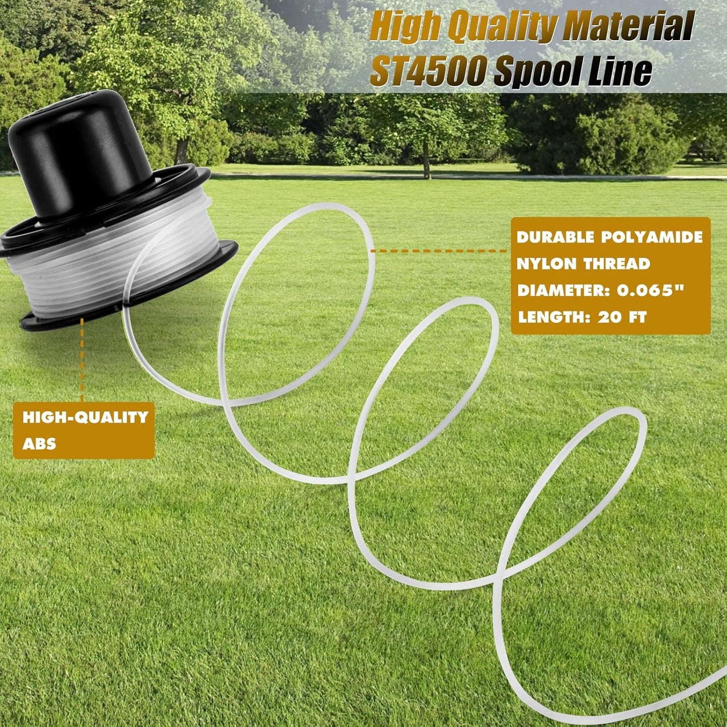 KAKO ST4500 Replacement Spool - 20ft 0.065” Line for Black & Decker Weed Eater | 10+2+2 Pack