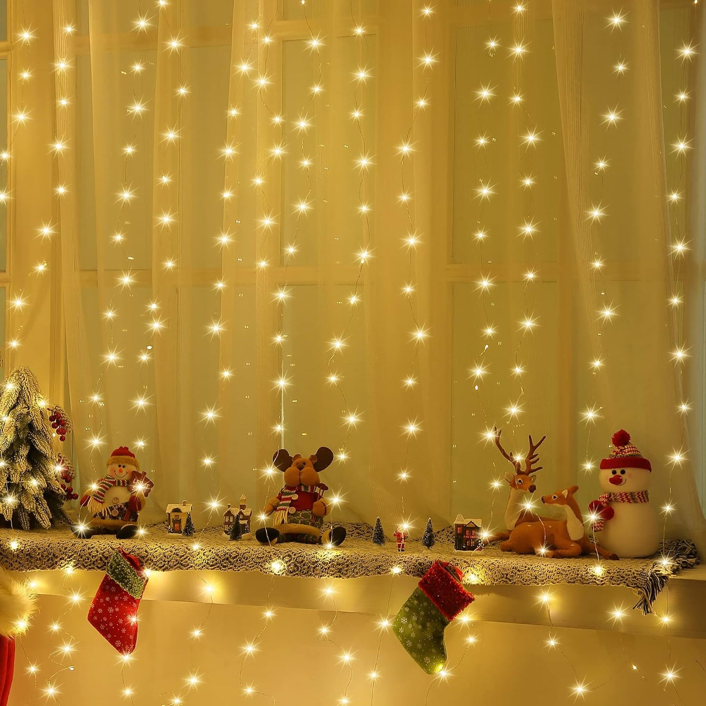 Meonum Curtain Tapestry Fairy String Lights - 8 Modes, 13 Strings, 6.6 x 5 Ft | Perfect for Bedroom Christmas Decor