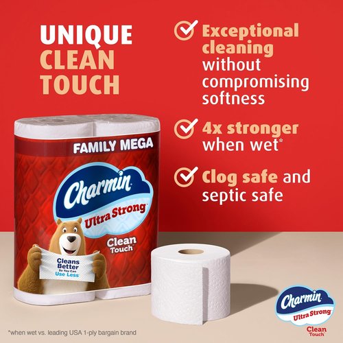 Charmin Ultra Strong Toilet Paper - Clean Touch Technology | 24 Mega Rolls (120 Regular Rolls)