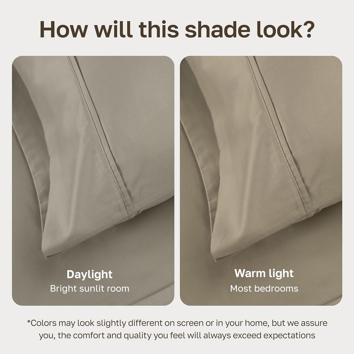 California Design Den Twin XL Bed Sheets Set - 100% Cotton, 400 Thread Count, Silky Smooth Sateen - Taupe