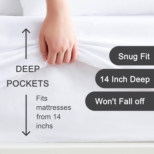 Hotella 100% Microfiber Fitted Sheet - Ultra Soft, 60"x80", 14" Deep Pocket, Machine Washable, White