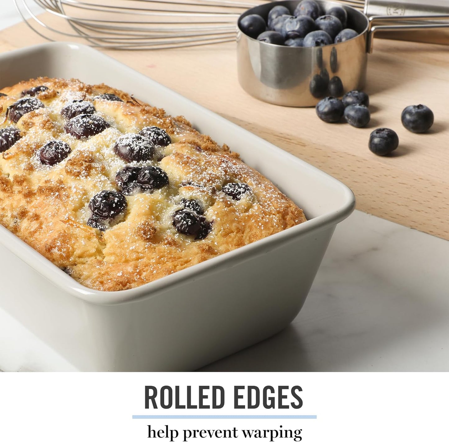Martha Stewart Gallen 9-Inch Nonstick Carbon Steel Loaf Pan - Durable Bakeware for Even Baking, Cool Grey
