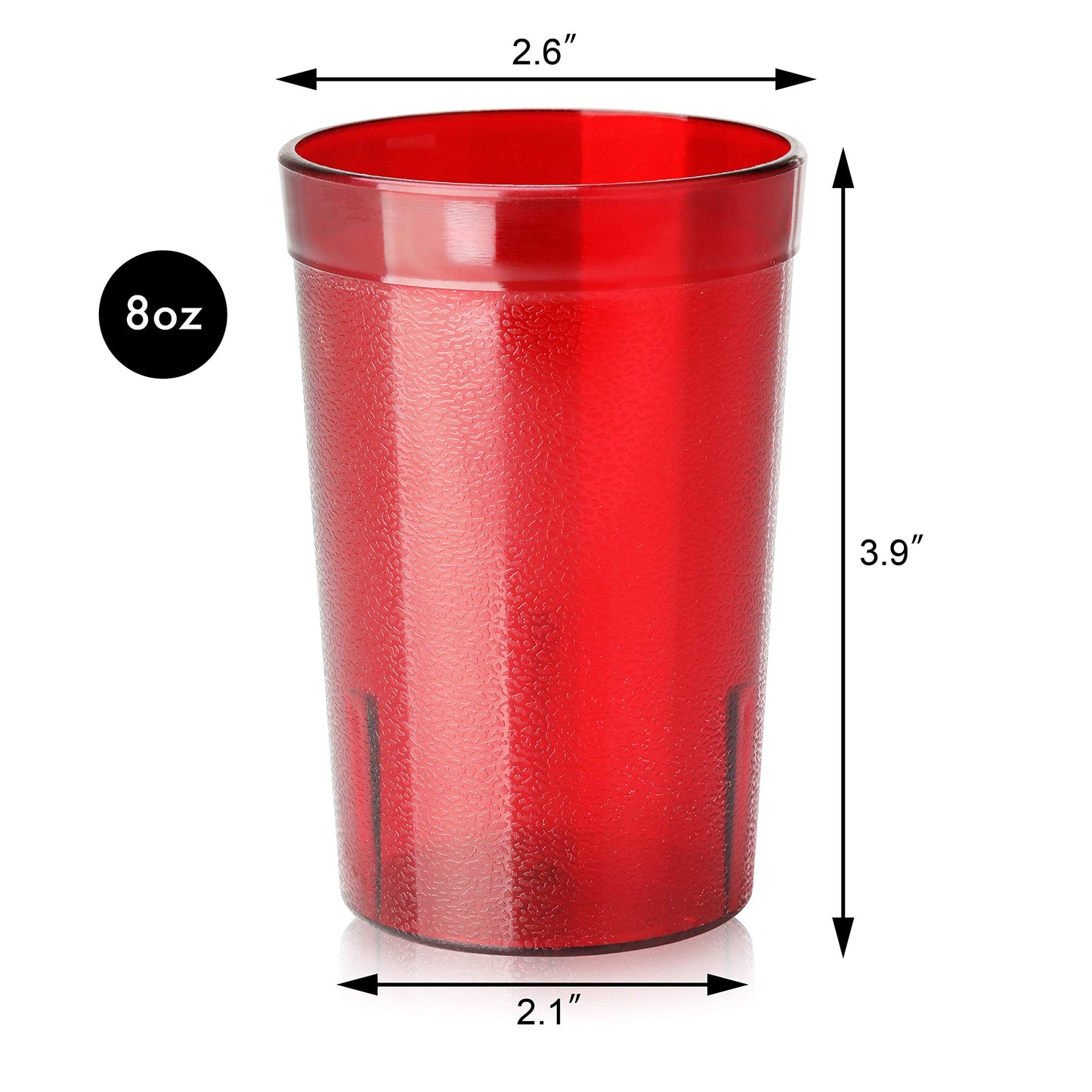 New Star Foodservice Restaurant-Grade Polycarbonate Beverage Tumblers, 8 oz, Red, Set of 12