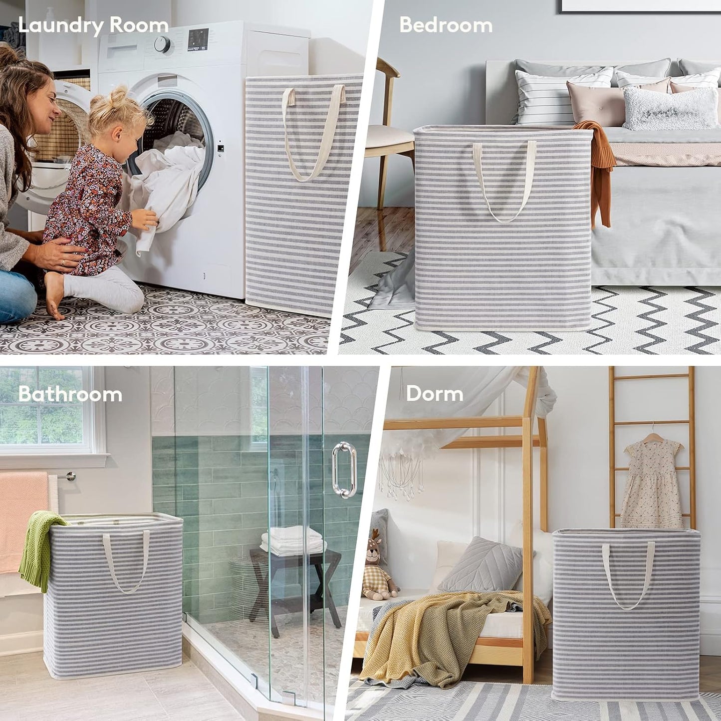 Lifewit Laundry Basket - 100L Collapsible Hamper with Reinforced Handles | Waterproof Design in Grey