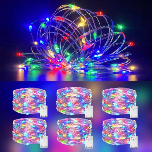 Fairy Light Battery Operated String Lights 6 Pack 20LED Copper Wire Firefly Twinkle Lights Indoor Waterproof for Christmas Halloween Garden Party Bedroom Wedding Birthday (Multicolor)