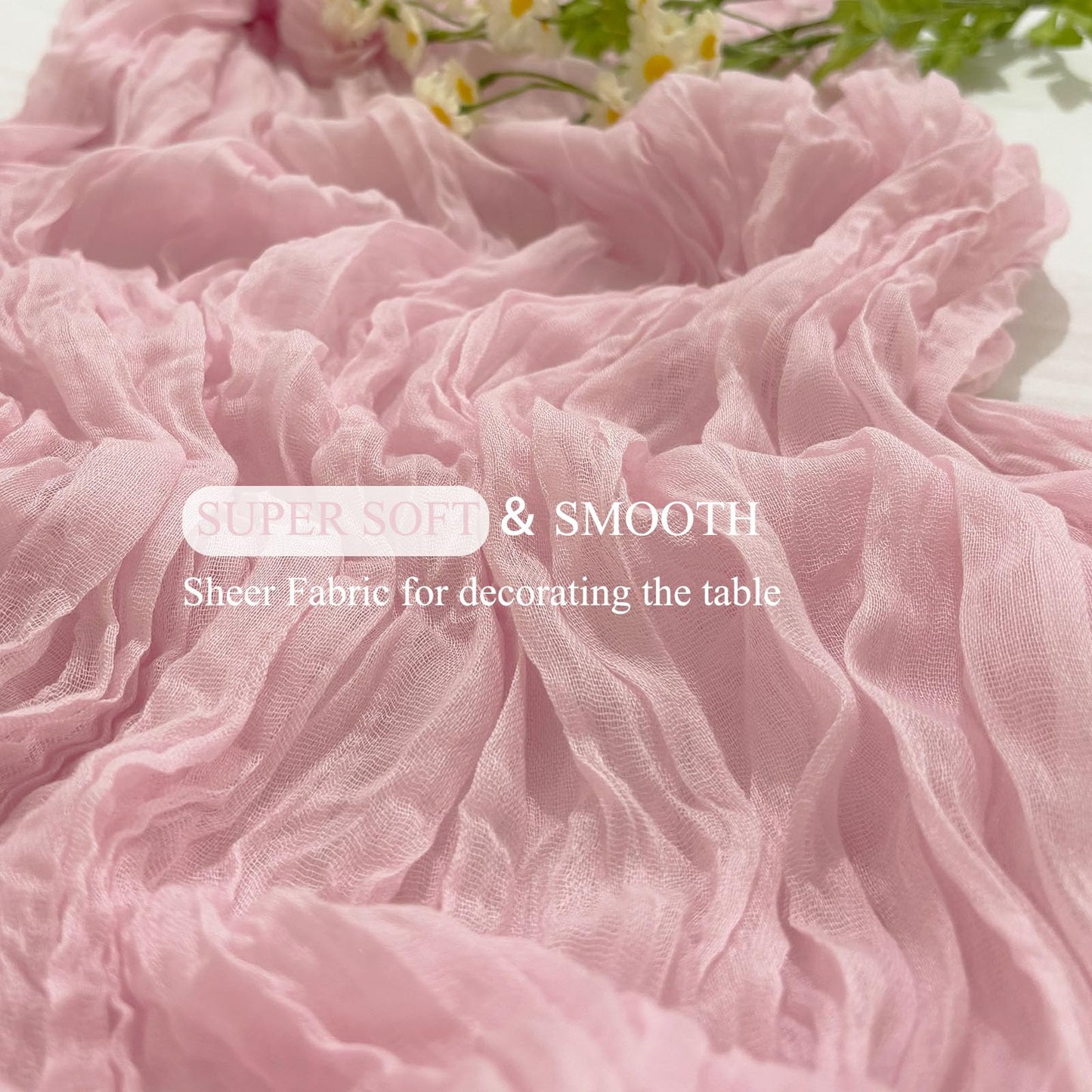 12Pack Light Pink Table Runner 10Ft Cheesecloth Table Runner Boho Gauze Table Runners Long Cheese Cloth Table Runners for Wedding Party Bridal Shower Thanksgiving Christmas