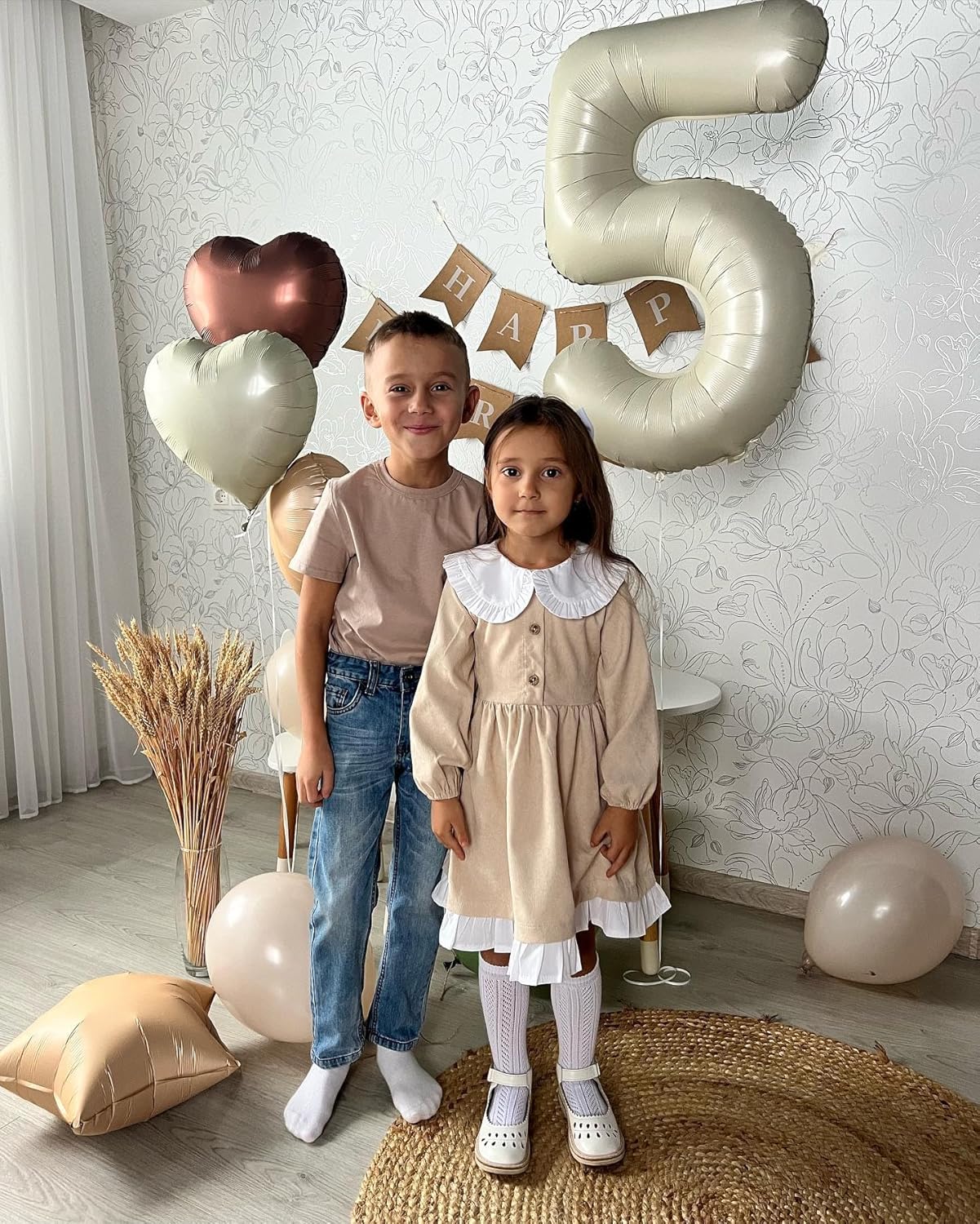 Skiennix 40-Inch Cream Number 5 Balloon - Perfect for 5th Birthday Party Decorations