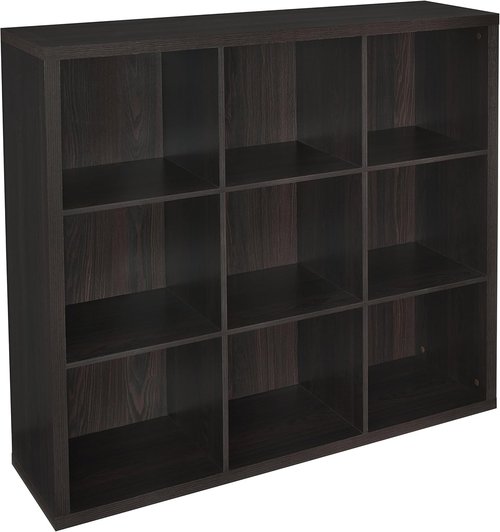 ClosetMaid 9-Cube Storage Shelf Organizer - Easy Assembly Wood Bookshelf in Black Walnut