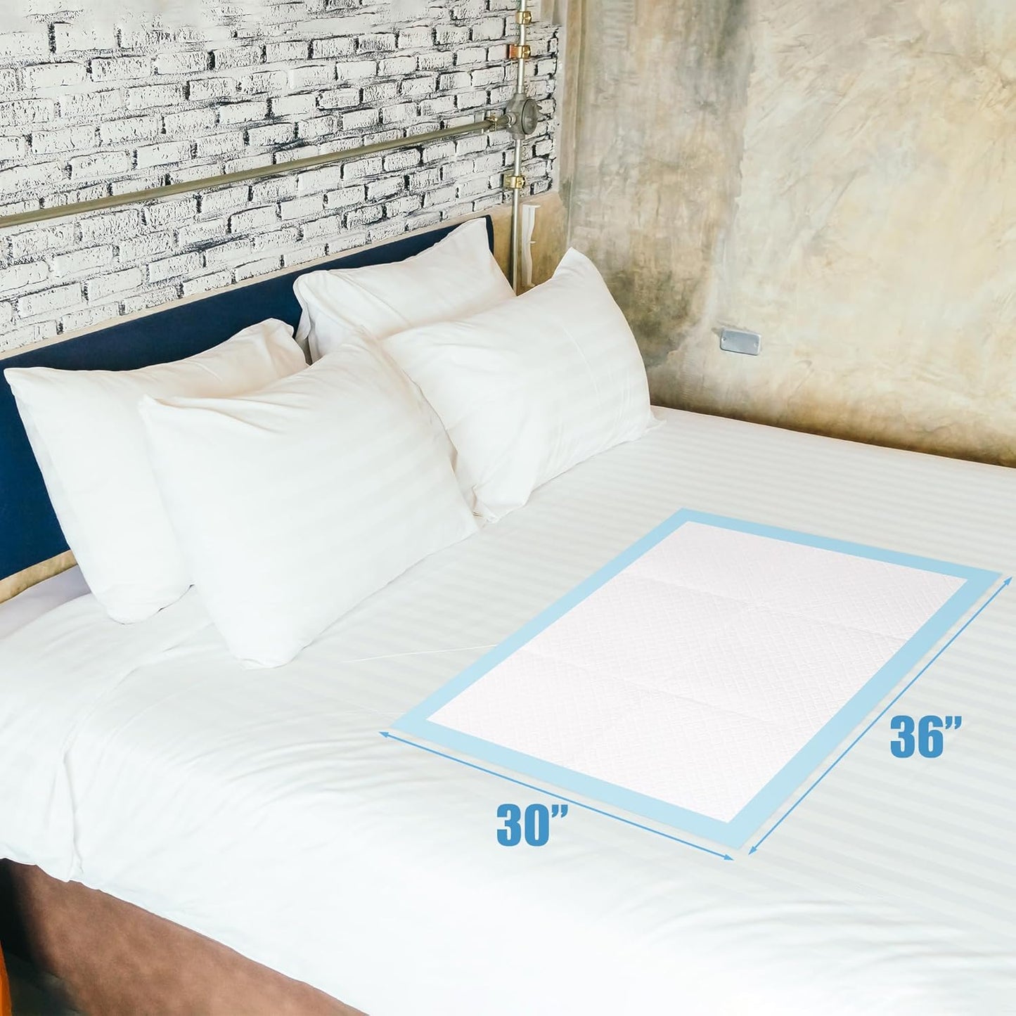 Regine Switzerland Disposable Adult Bed Pads - Super Absorbent XXL Underpads for Incontinence | 30” x 36” - Blue, 50 Count