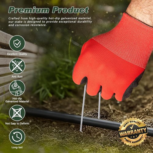 Feed Garden 6-Inch Hot-Dip Galvanized Landscape Staples - 50 Pack Tent Stakes for Weed Barrier Fabric