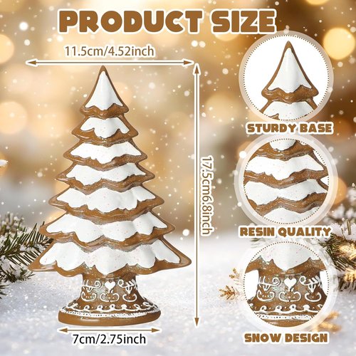 Geelin Christmas Gingerbread Figurines Set - Festive Tabletop Decorations | 7.09" x 3.94" x 2.36" (Snow Frosting)