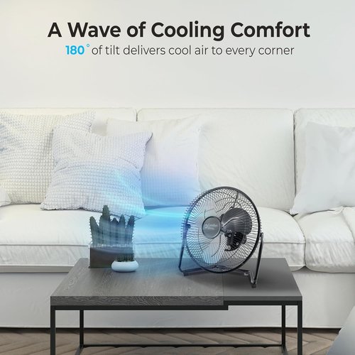 Comfort Zone High-Velocity Desk Fan - 9-Inch All-Metal 3-Speed Turbo Air Circulator | Quiet & Tilt Adjustable for Office & Home