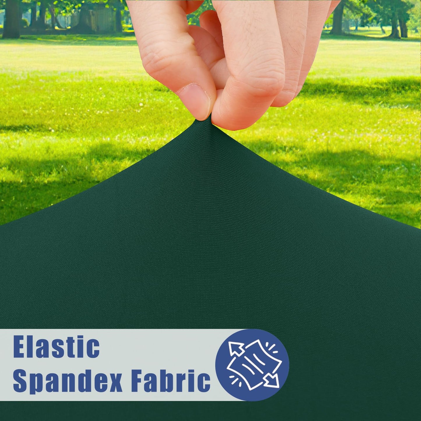 Moosfor Round Spandex Tablecloth, Elastic Fitted Waterproof Tablecloths for 31"-35" Tables, Stretch Washable Picnic Table Cover for Camping, Dining, Indoor and Outdoor, Hunter Green