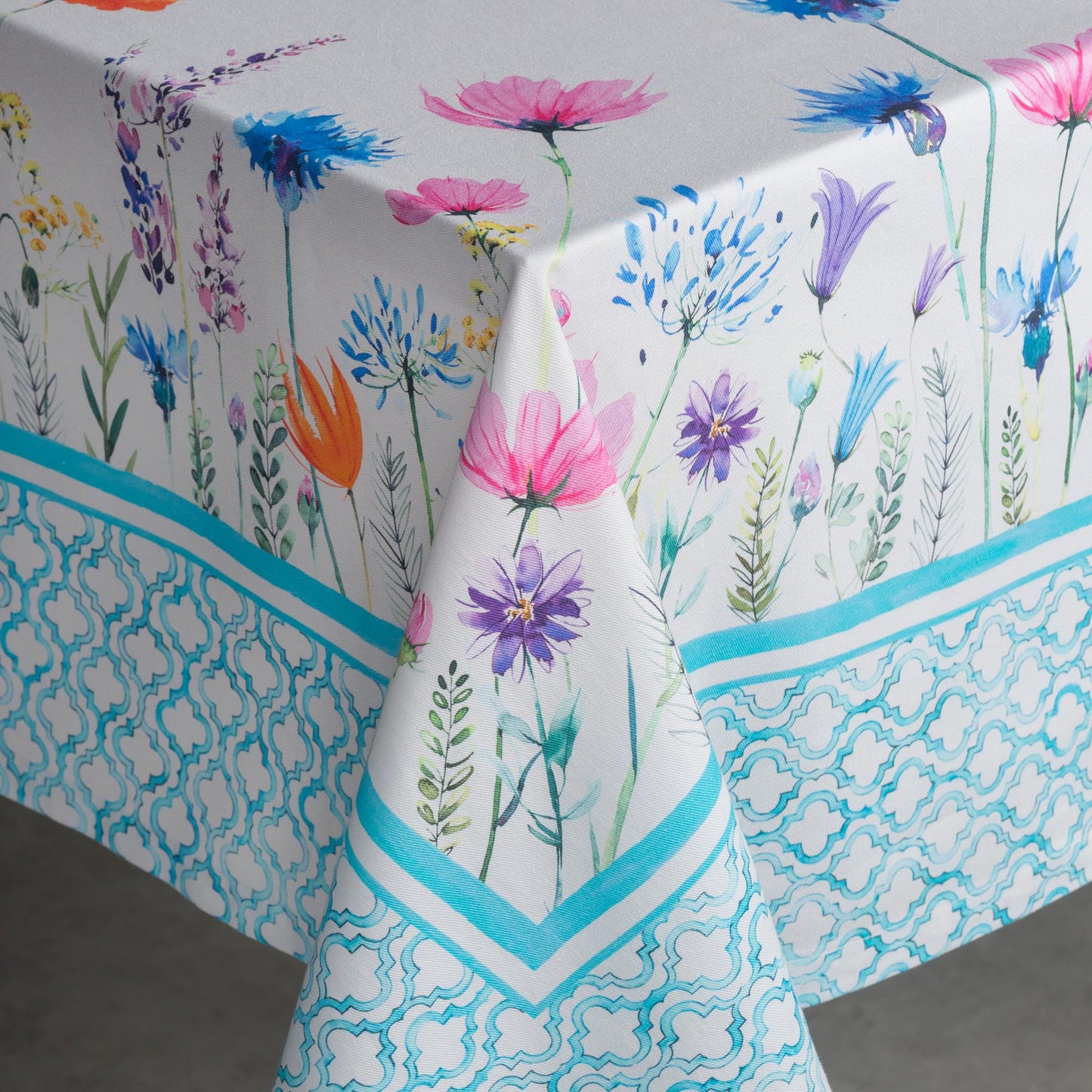 Maison d' Hermine Table Cloth Rectangle Table 100% Cotton 60 x 108 Inches Tablecloth Reusable Decorative for Dining Kitchen Farmhouse Home Gifts for Mothers Day Spring Summer - Flower in The Field
