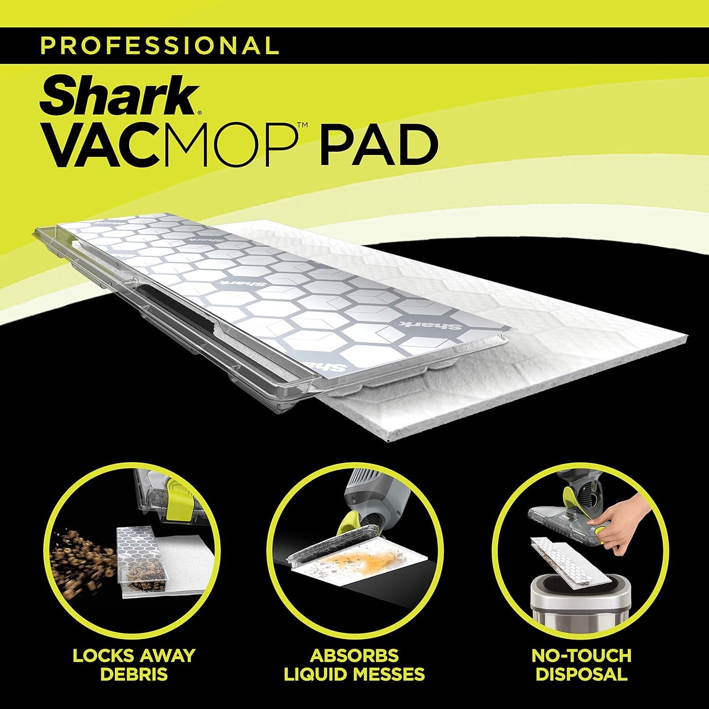 Shark VM252P10 VACMOP Pro Cordless Hard Floor Vacuum Mop - LED Headlights, 12 Pads & 12 oz Solution | Charcoal Gray