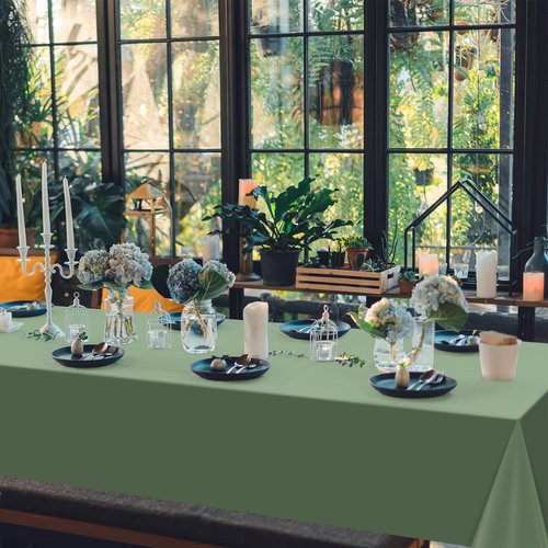 10Pack Sage Green Plastic Tablecloths for Rectangle Tables, Light Green Disposable Tablecloth, Waterproof Sage Green Table Cover for Birthday Bridal Wedding Baby Shower Party Decorations, 54 X 108Inch