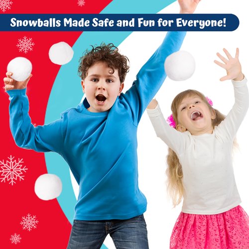Giraffe 50 Pack Jumbo Fun Fake Snowball for Kids 2.5 Inches - Artificial Snowballs Bulk for Indoor and Outdoor - Snow Ball for Decorations, Winter Toy Games Fights - Fun Christmas Party Activities