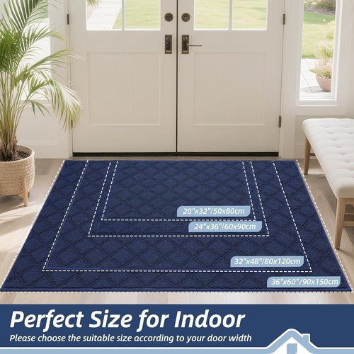 BEQHAUSE Dirt Trapper Door Mat - Non-Slip, Washable, Absorbent Entrance Mat | 20" x 32", Blue