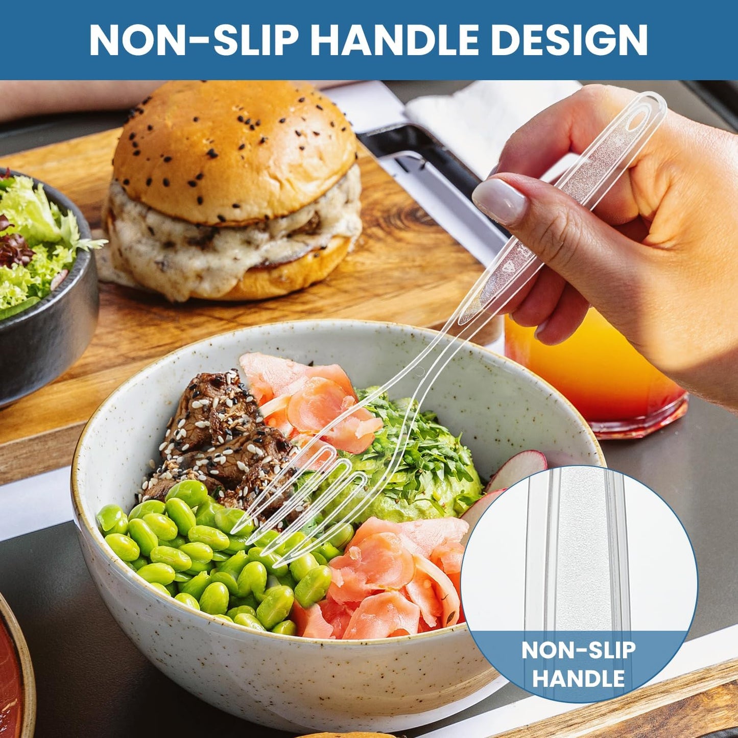 Skiennix Clear Plastic Utensils - 360 Heavy Duty Disposable Forks | Bulk Silverware Set