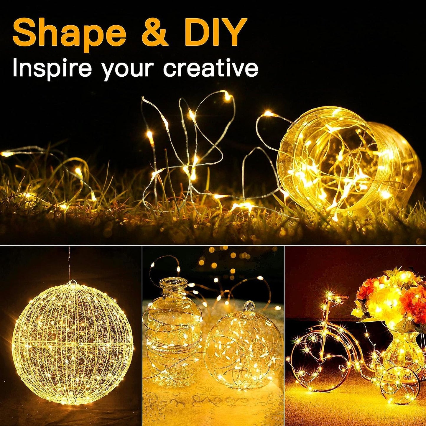 Skiennix 12 Pack Fairy Lights - Battery Operated 7ft 20 LED Mini String Lights | Warm White Twinkle Lights for Weddings & Parties