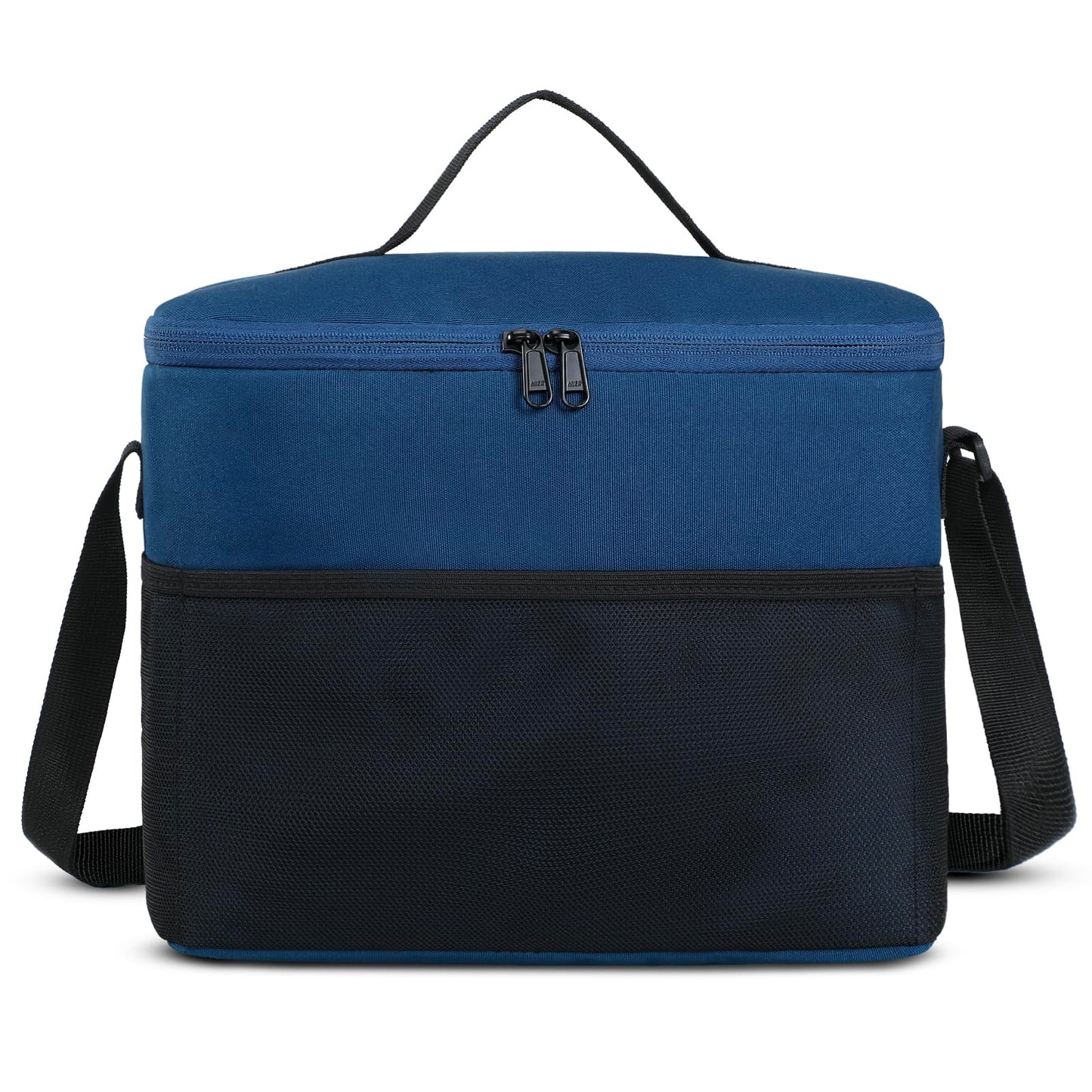 MIER Lunch Bag for Men Women Insulated Portable Lunch Box 12CAN Leakproof Cooler Bag with Shoulder Strap for Office Picnic School, Medium Navy